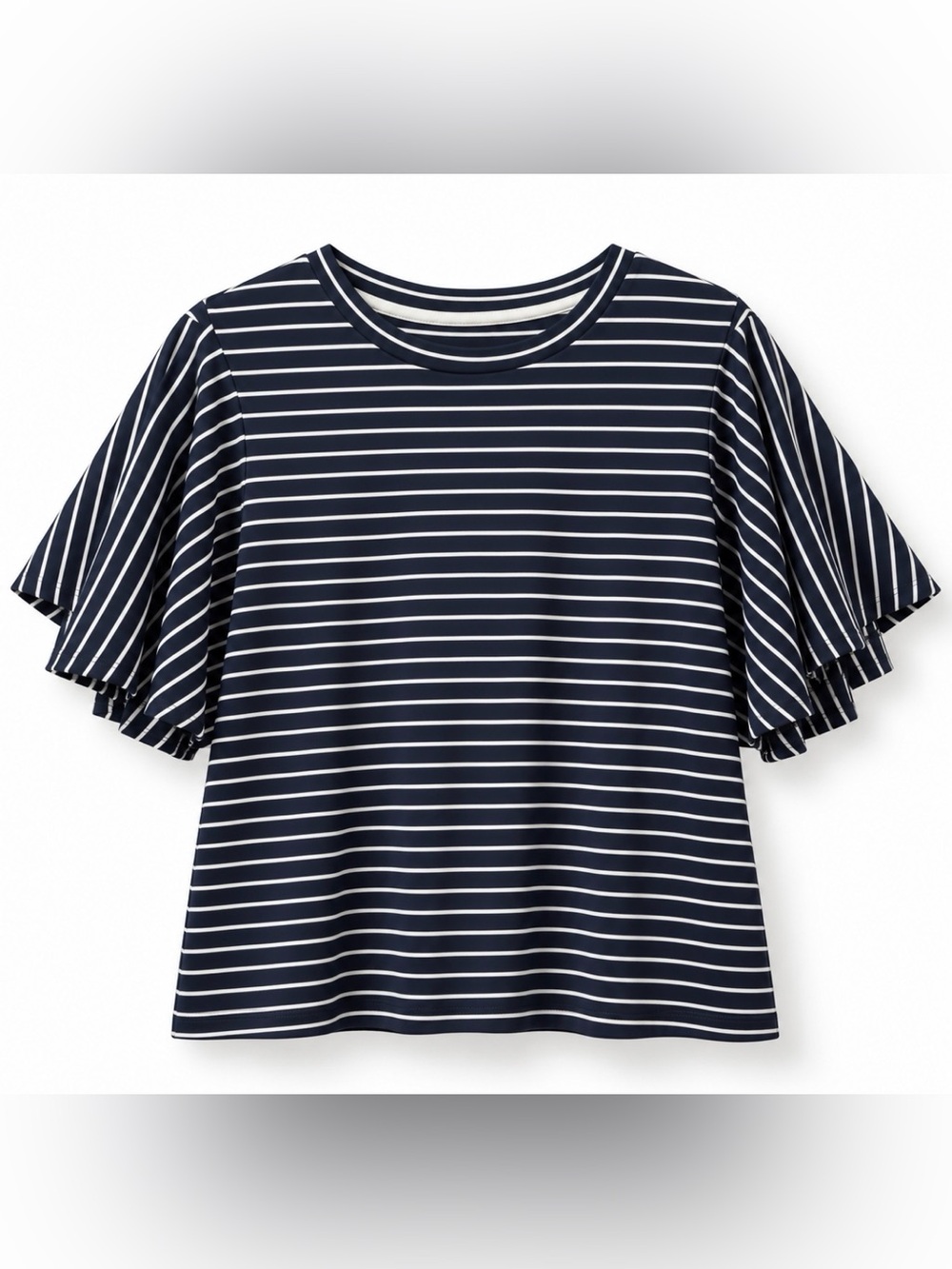 Club Monaco Navy White Striped Flutter Sleeve Top NWT S/P